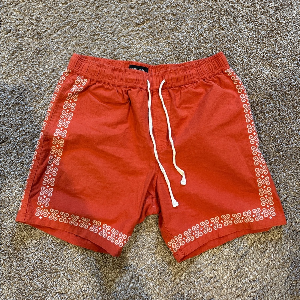 Cotton On Red/Orange Embroidered Shorts